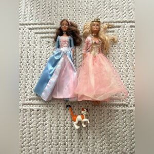 Barbie (Mattel) Princess and the Pauper Annalise and Erika Dolls W/ Wolfie